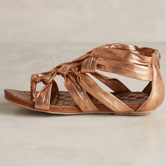 Anthropologie Shoes | Goddess Gold Knotted Distressed Leather Sandals | Poshmark